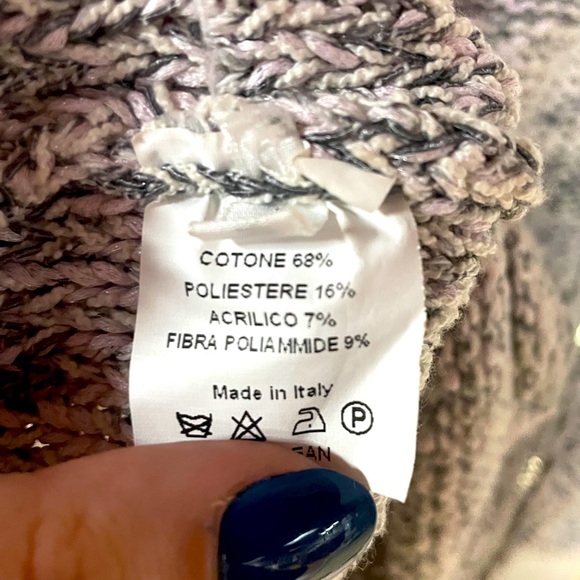 Amina Rubinacci Napoli Italian Gray White Knit Zipper Cardigan Pockets Sz 46 (M) - Picture 4 of 6